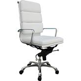 Plush High Back Office Chair in White Leatherette